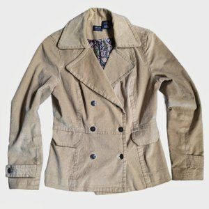 Tan Corduroy Peacoat Jacket Size 6